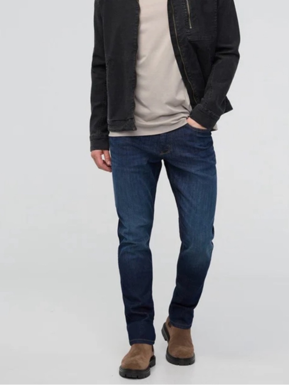 Slim Straight Jeans for Men in Dark Blue